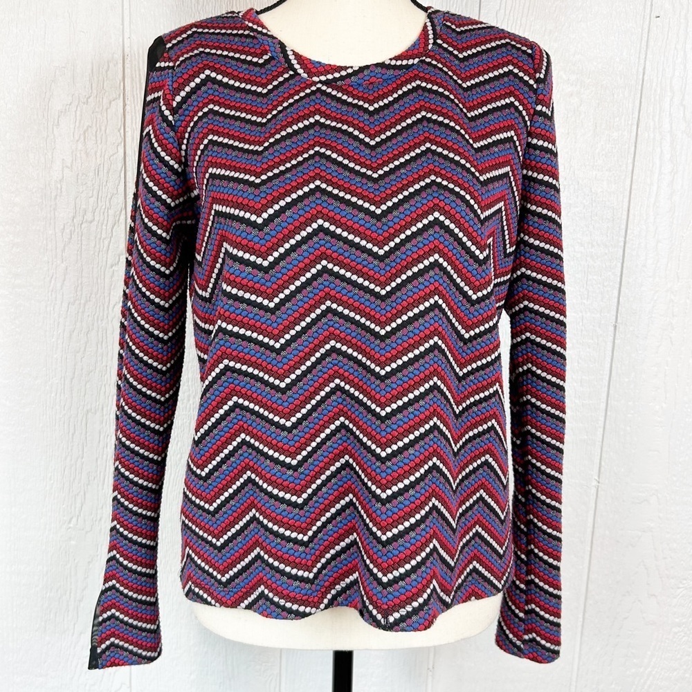 BCBGeneration Colorful Long Sleeve Ponte Knit Top Size Small